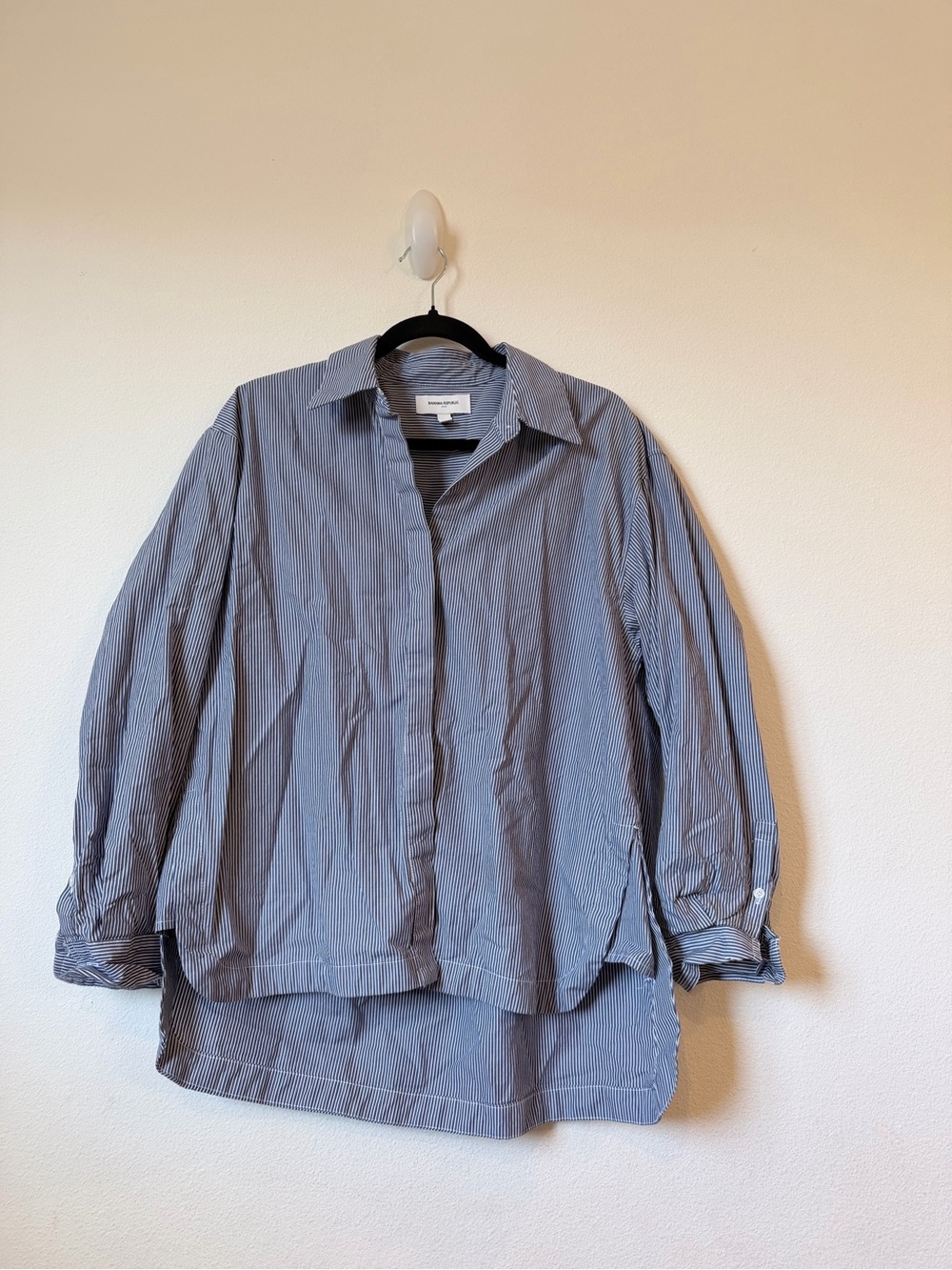 Banana Republic Blue and White Pinstripe Shirt